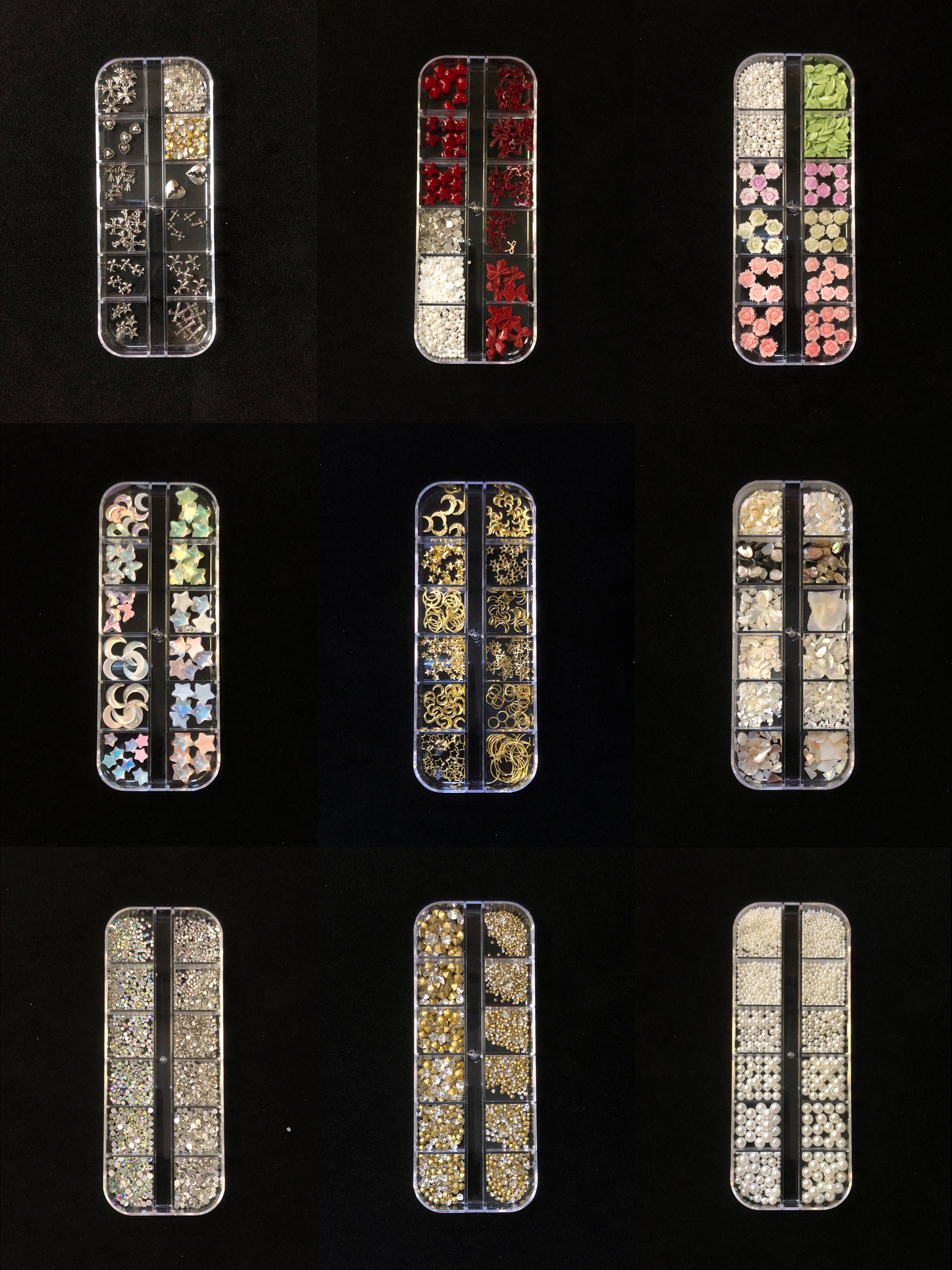 【単品注文不可・耳つぼシールとセット購入が必須】耳ツボジュエリーパーツ 12デザイン入りセット 耳ツボシールDIYグッズ クロムハーツ風