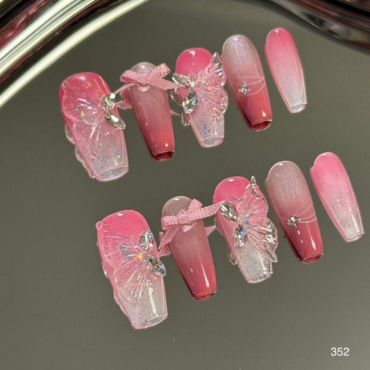 ネイルチップ 手作り ロング 成人式 付け爪 インスタ 両面テープ付き 10枚入