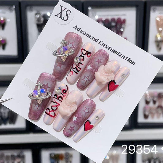 ネイルチップ 手作り ロング 成人式 付け爪 インスタ 両面テープ付き 10枚入 紫白