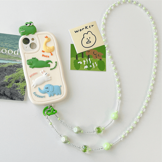 スマホストラップ ビーズ ショルダー 首掛け・肩掛け・斜め掛け 緑