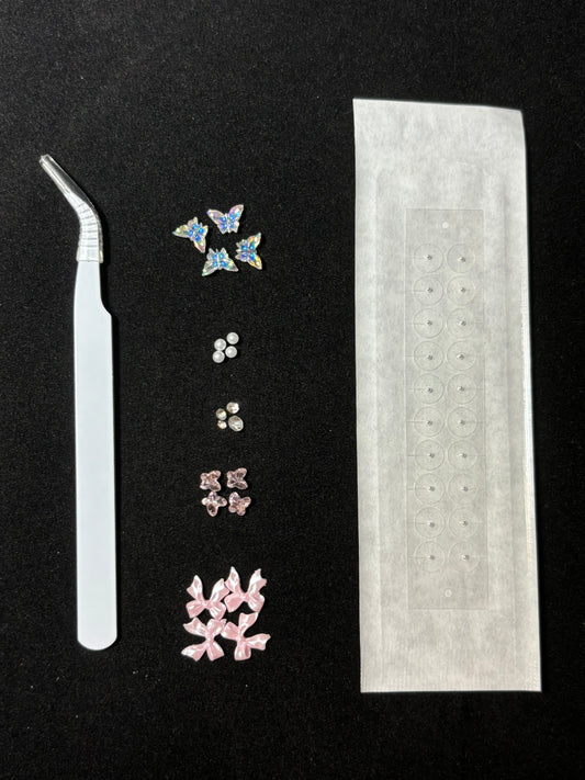 cl_ふわり、蝶々とリボン(銀粒)qty_20粒