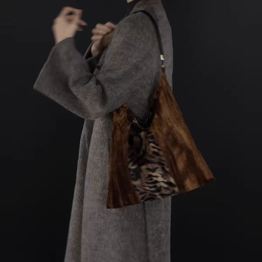 中式レオパードトートバッグ「琥珀の森」