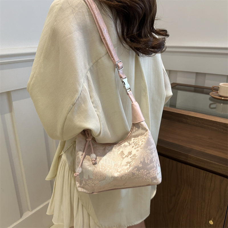 中式刺繍ハンドバッグ「墨竹吟」