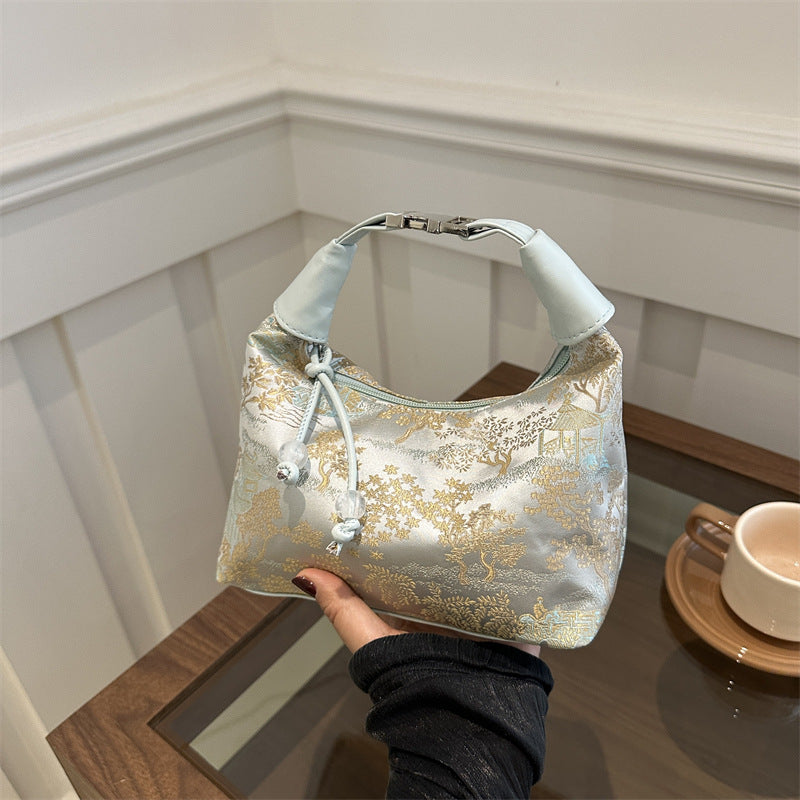 中式刺繍ハンドバッグ「墨竹吟」