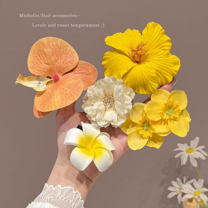 【テスト】ヘアクリップ 花 フラワー クリップ 髪飾り 浴衣 着物 和服 和装 綺麗 上品 エレガント 高級 造花 ヘアアクセサリー サイドクリップ ビーチ 海 リゾート 結婚式 発表会 成人式 卒業式（副本）