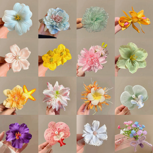 ヘアクリップ 花 フラワー クリップ 髪飾り 浴衣 着物 和服 和装 綺麗 上品 エレガント 高級 造花 ヘアアクセサリー サイドクリップ ビーチ 海 リゾート 結婚式 発表会 成人式 卒業式