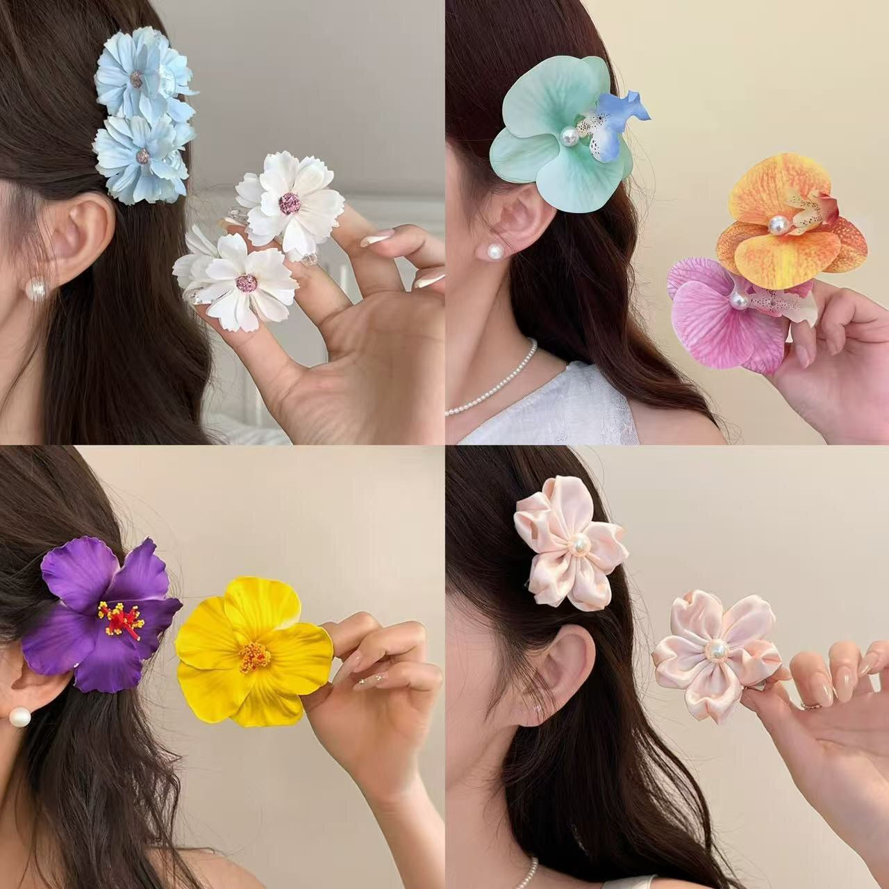 【テスト】ヘアクリップ 花 フラワー クリップ 髪飾り 浴衣 着物 和服 和装 綺麗 上品 エレガント 高級 造花 ヘアアクセサリー サイドクリップ ビーチ 海 リゾート 結婚式 発表会 成人式 卒業式（副本）
