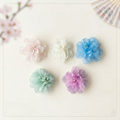 【セット】ヘアクリップ 花 フラワー クリップ 髪飾り 浴衣 着物 和服 和装 綺麗 上品 エレガント 高級 造花 ヘアアクセサリー サイドクリップ ビーチ 海 リゾート 結婚式 発表会 成人式 卒業式